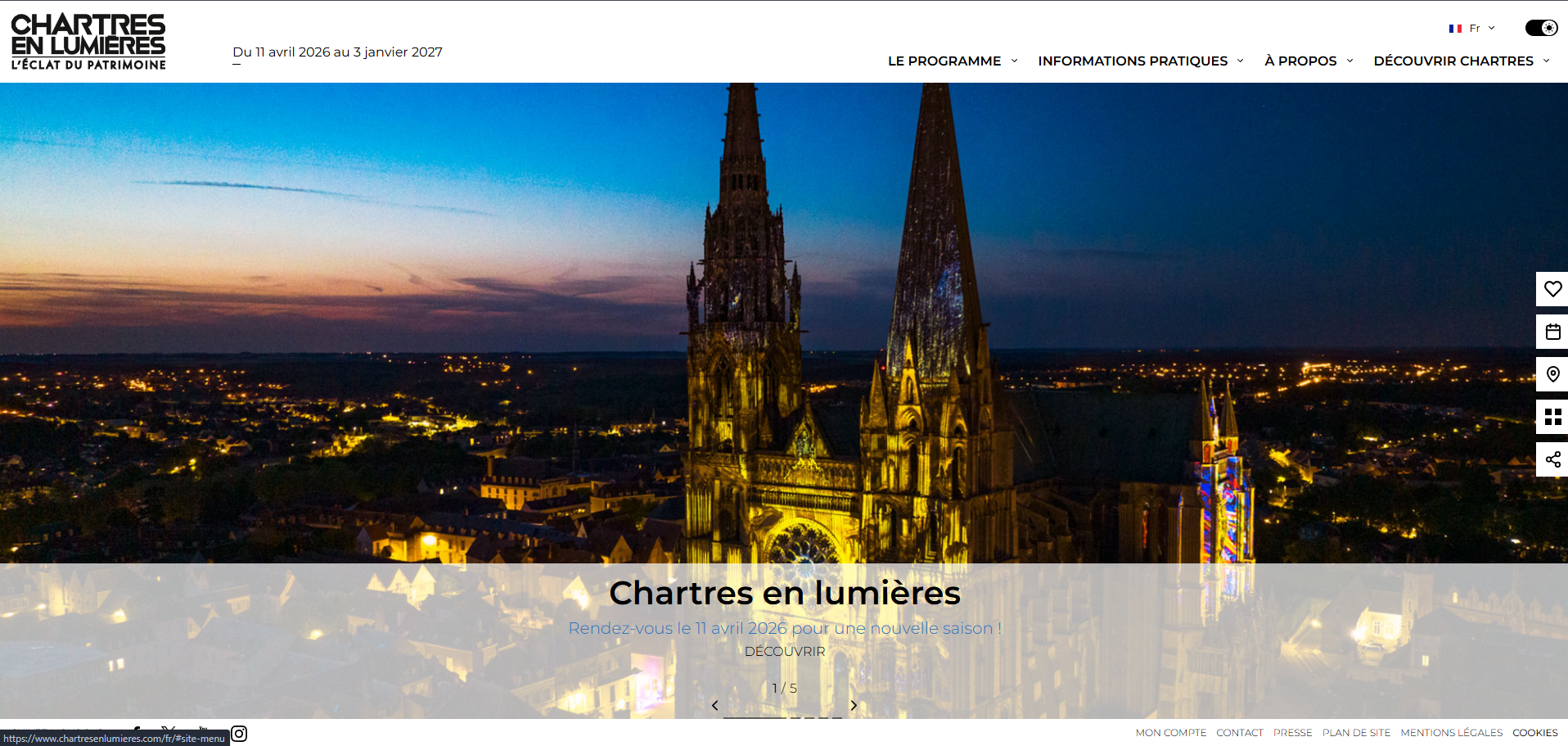 Aperçu du site Chartres en lumieres