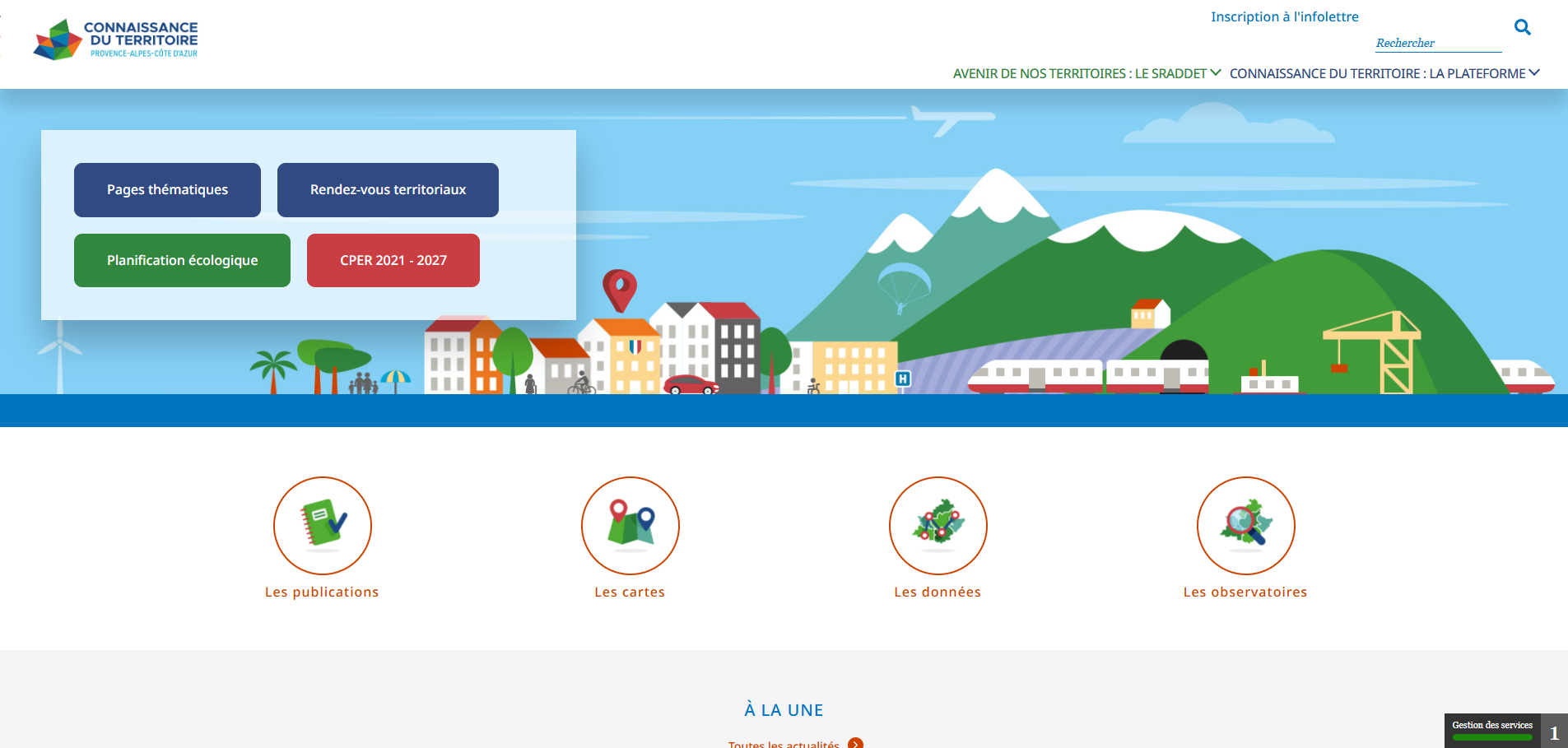 Aperçu du site Connaissance du territoire