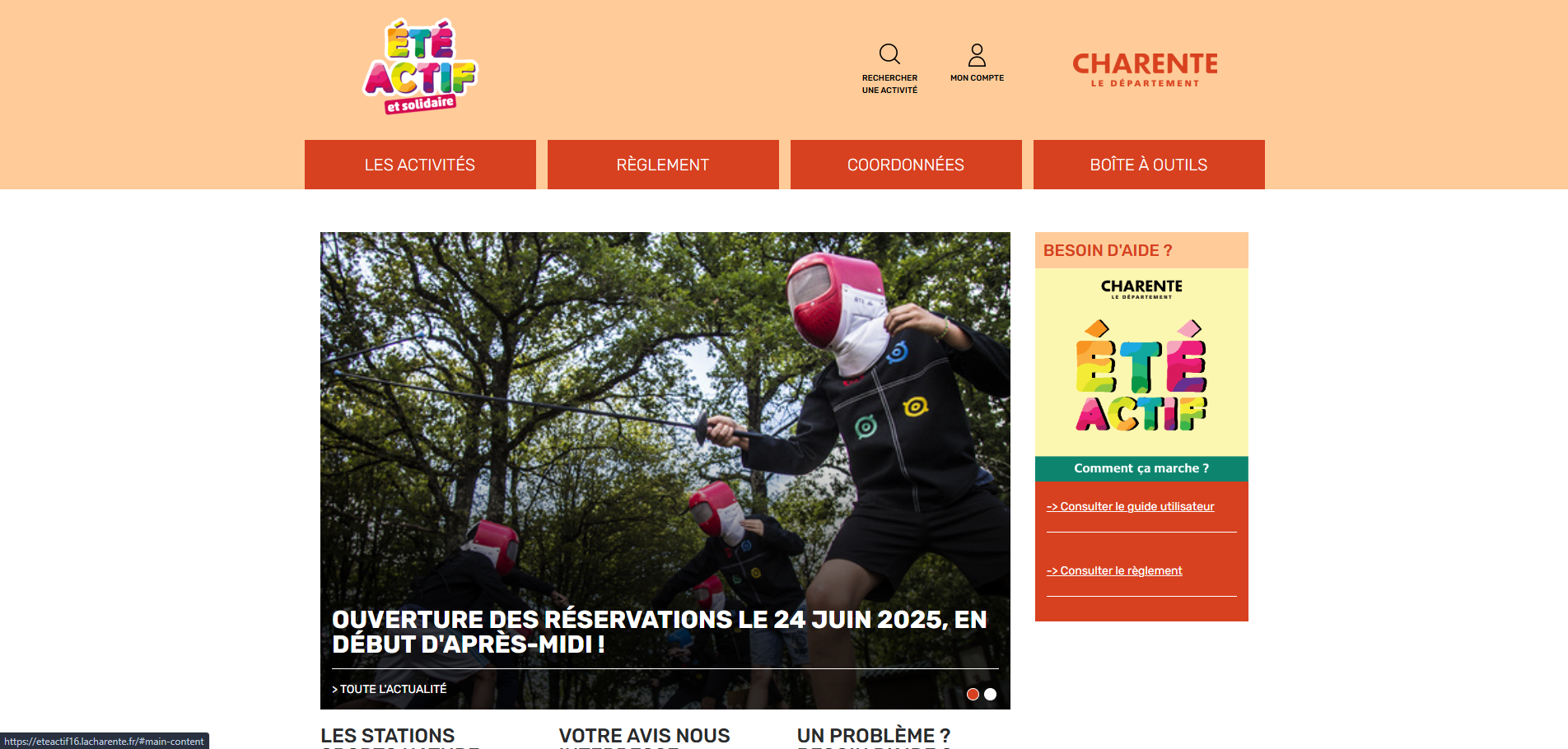 Aperçu du site Ete Actif