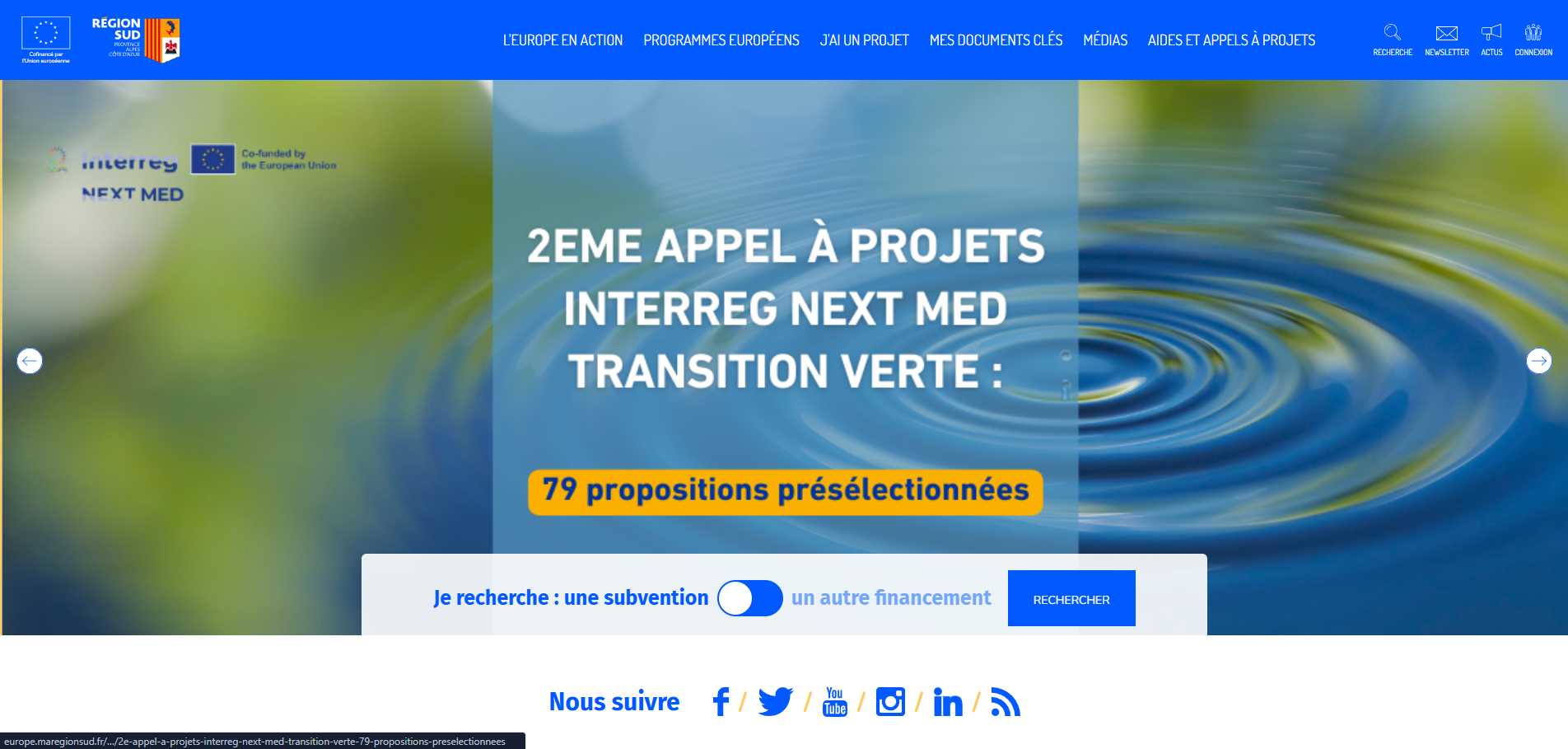 Aperçu du site Europe en PACA