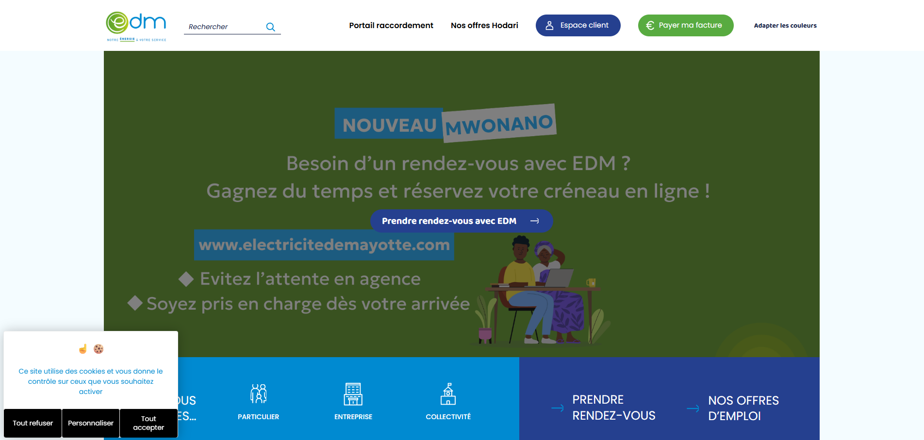 Aperçu du site Intranet Mayotte Elec